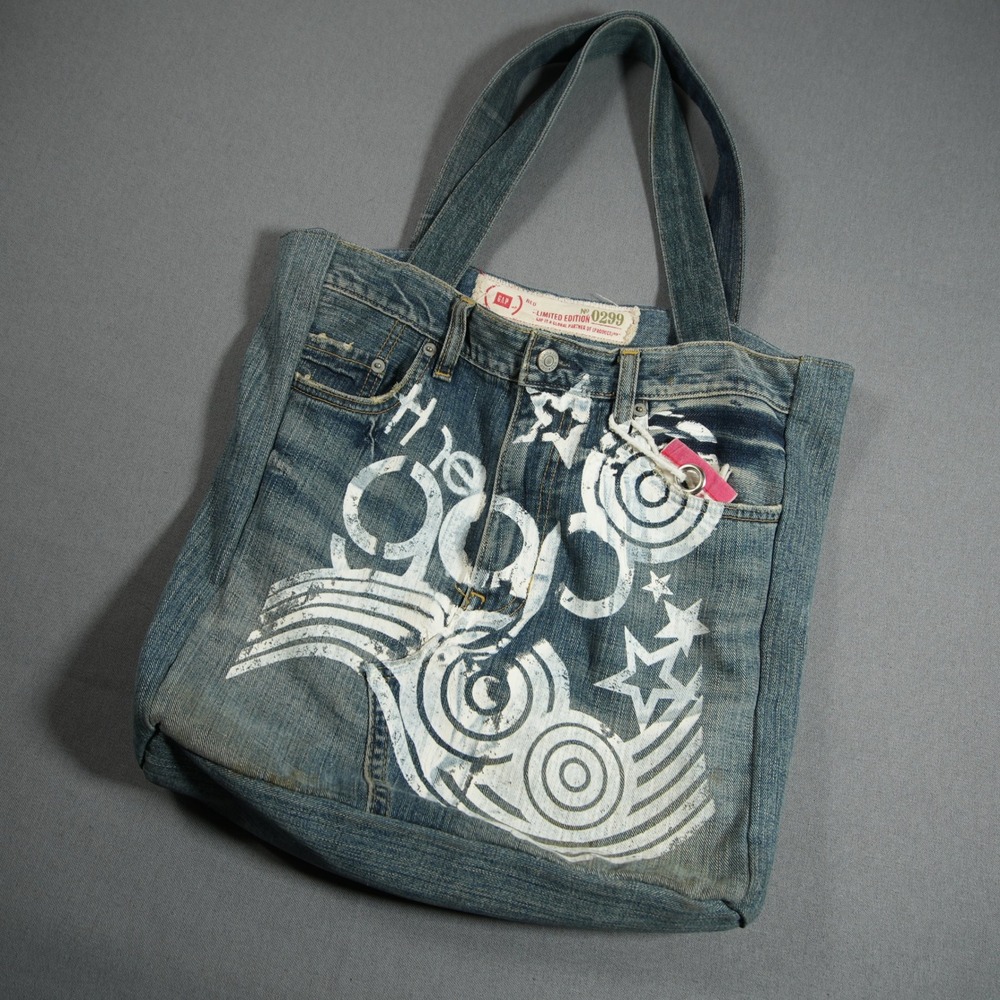 Y2K Gap Denim Jeans Pockets Women Tote Bag OS Boho Indie Grunge Street City